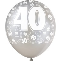 Voorvertoning: Mix van 6 40e verjaardagsballons zwart