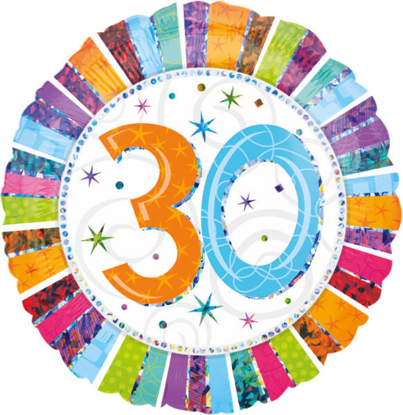 Kleurrijke 30e Verjaardag ballon 45cm