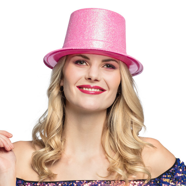 Sombrero fucsia glitter en rosa neón