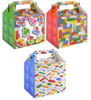 Baustein Welt Geschenkbox bunt – Mitgebsel für Mottoparty
