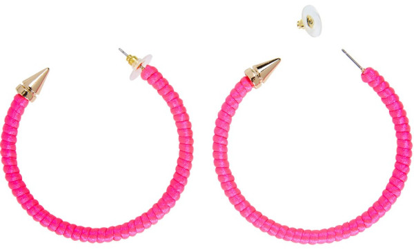 Neon pink party hoop earrings