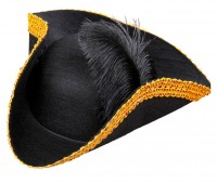 Preview: Noble tricorn hat with feather
