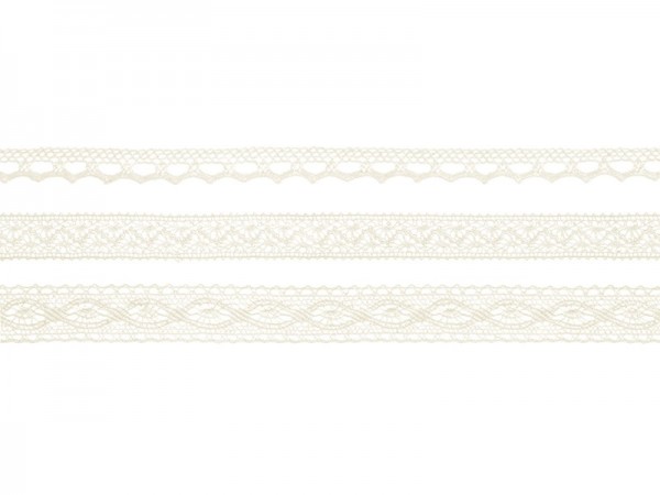 Vintage cotton lace ribbon Marie cream set of 3 2