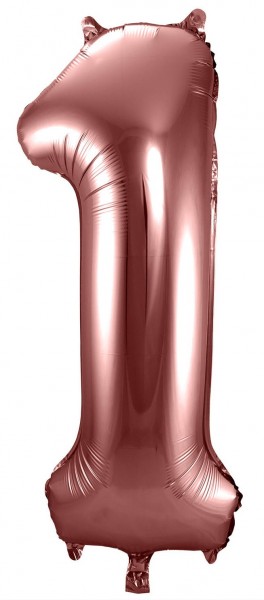 Roségoldene metallic Zahl 1 Ballon 86cm