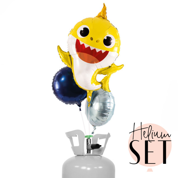 Baby Shark Ballonbouquet-Set mit Heliumbehälter