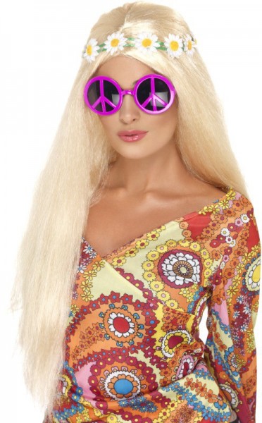 Pinke Peace Zeichen Hippie Sonnenbrille