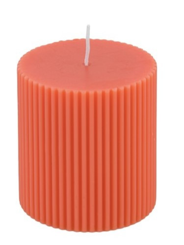 Pillar candle fluted salmon 7 x 7.5cm