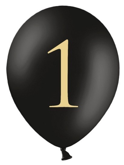 50 czarnych balonów złoty numer 1