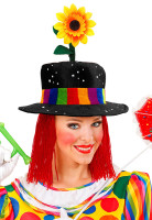 Aperçu: Chapeau de clown fou avec cheveux pour adultes