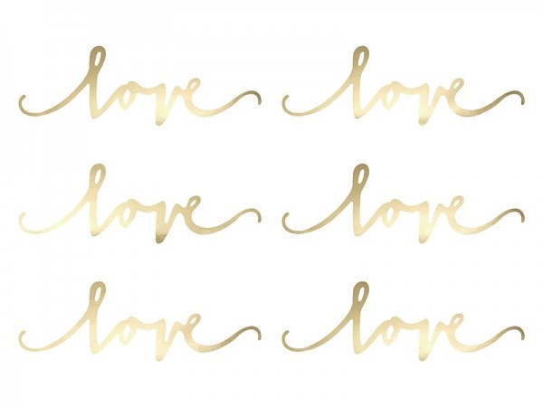 6 Goldene Deko Schriftzüge Love 6 x 20cm