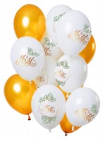 12 Latexballons Mr und Mrs gold