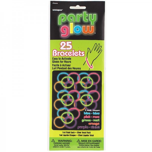 25 neon party bracelets 20cm