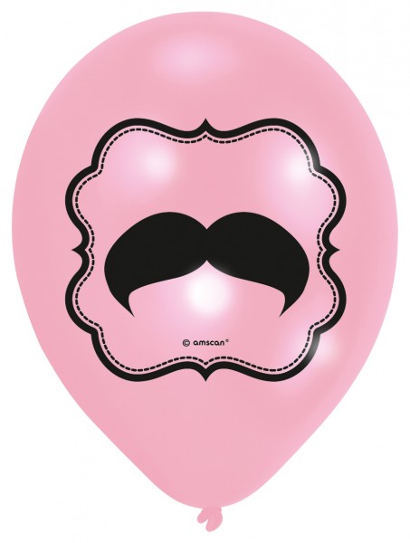 6 mustache balloons 23 cm 2