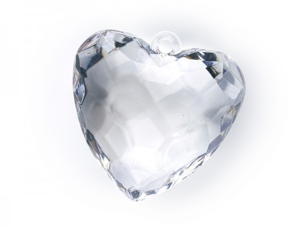 5 crystal pendants hearts 4.5 cm