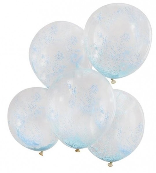 5 palloncini coriandoli blu party mix 30 cm