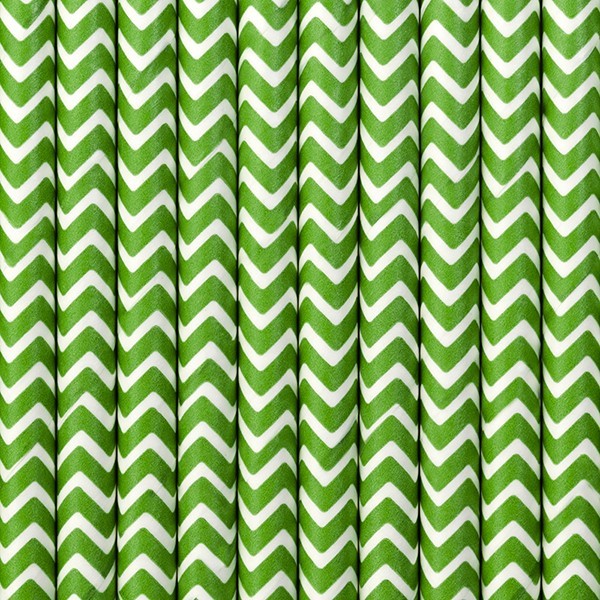 10 pajitas de papel zigzag verde 2