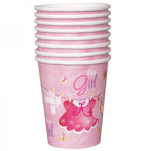 8 Baby Girl Emilia Party Paper Cups 266ml 2