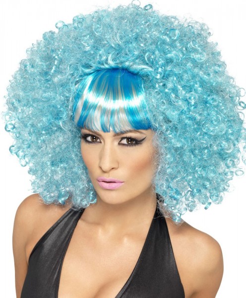 Azure blue curls Afro wig