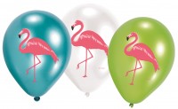 Vorschau: 6 Flamingo Paradise Ballons 27cm