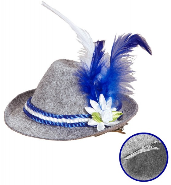 Mini chapeau bavarois Hanni en bleu et blanc 3