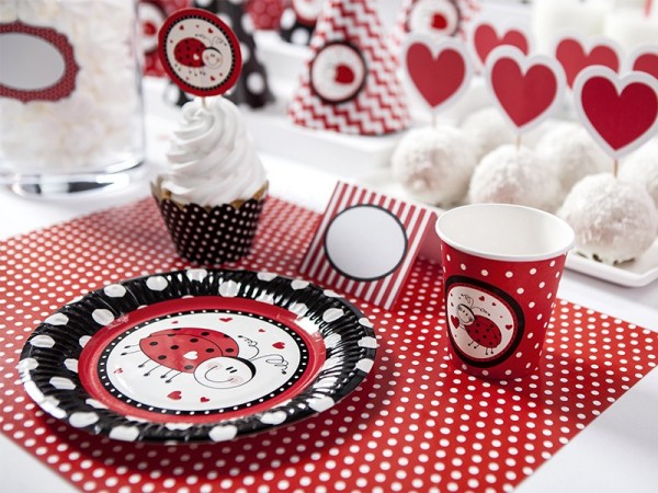6 ladybug party paper cups 180ml 2