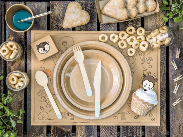 Wooden cutlery Woody light blue 18 pieces