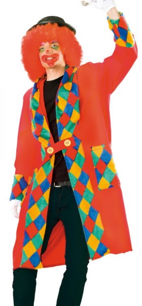 Cappotto da clown rosso-colorato per adulti