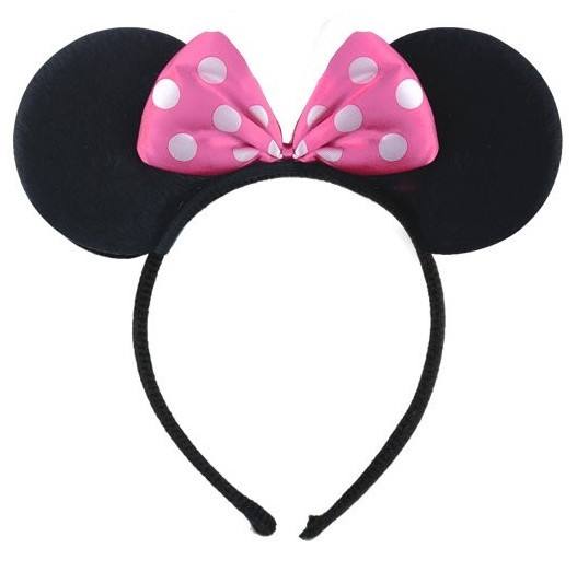 Mouse ear headband with pink dots bow