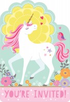 8 invitation cards dreamy unicorn