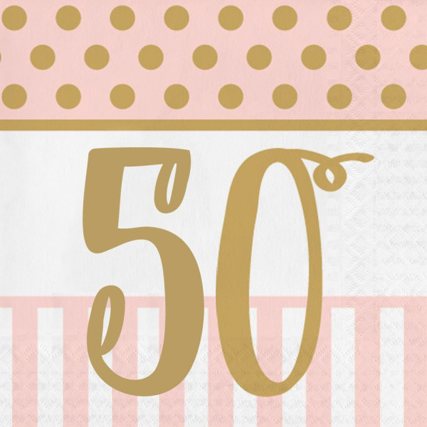 16 jolies serviettes 50e anniversaire 33cm
