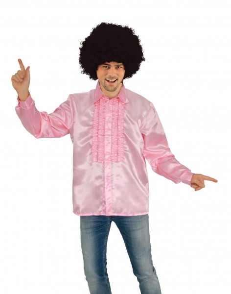 Pink disco ruffled shirt for men