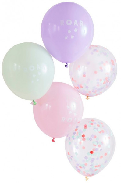5 Pink Dino Pary Latexballons 30cm 3
