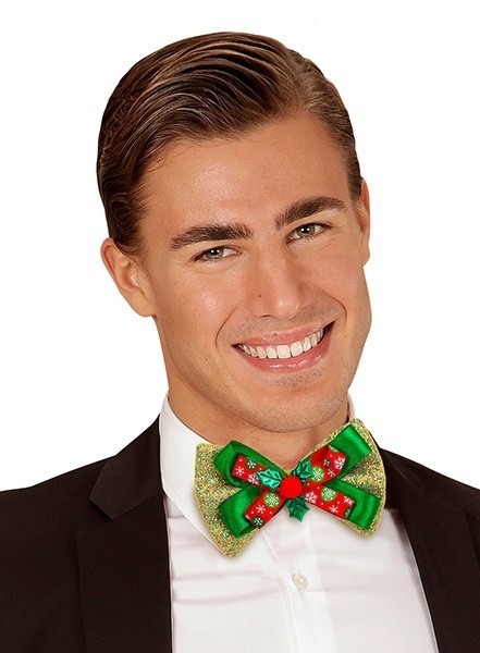Green glitter Christmas bow tie unisex 2