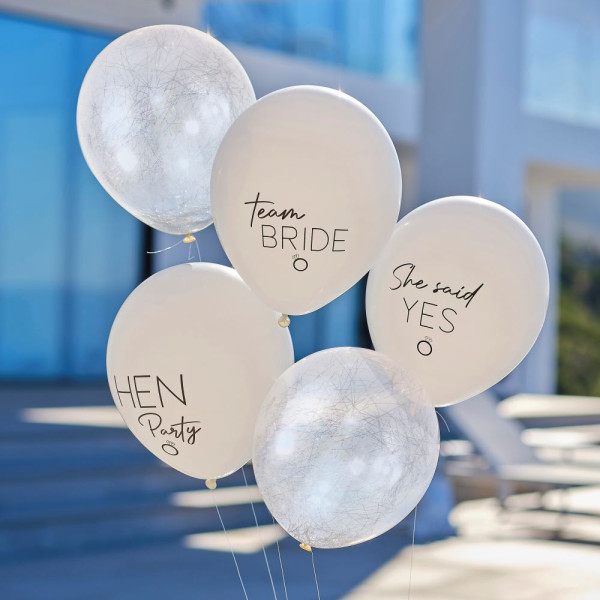 5 Shiny Bride Hen Party Ballons 30cm