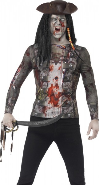 Szara koszula piracka zombie dla mężczyzn