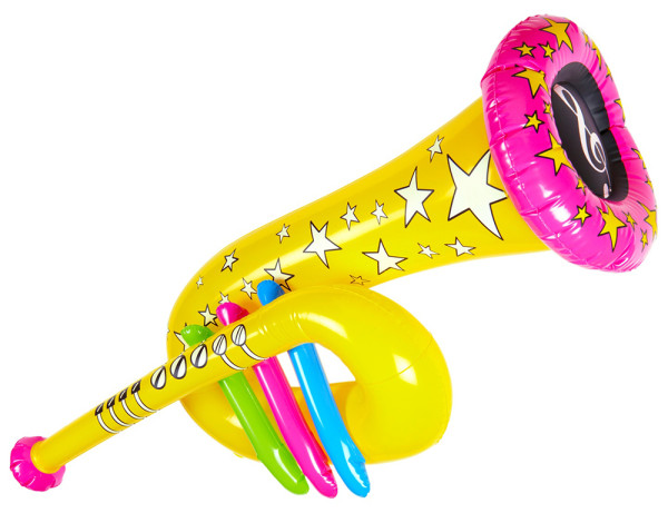 Trompette de clown gonflable colorée 63cm