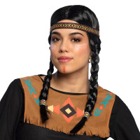 Vorschau: Indianer Perücke mit Ethno Stirnband