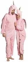 Oversigt: Pink unicorn jumpsuit kostume til voksne