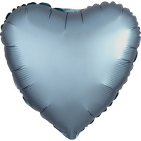 Edler Satin Herzballon stahl-blau 43cm