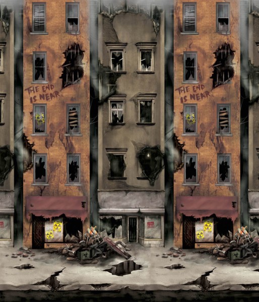 2 murales di paesaggi della città degli zombi