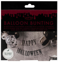 Aperçu: Bunting Happy halloween avec des ballons en noir et blanc