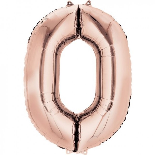 Balon z cyfrą 0 różowe złoto 41cm
