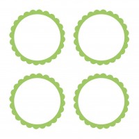 20 etykiet w formie bufetu z zieloną obwódką w kolorze kiwi