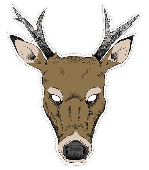 Máscara de ciervo de papel 34 x 40 cm