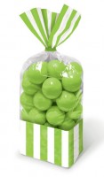 10 Stripey Party Bags Light Green 24cm