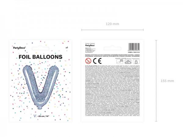Holografische V-folieballon 35cm 2