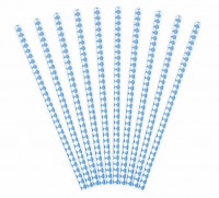 Preview: 10 diamond pattern paper straws blue 19.5cm