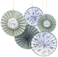 XX Hey Baby Paper Rosettes Green and White Sage