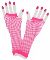 Neon fishnet gloves pink