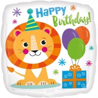 Lille løvefolieballon Tillykke med fødselsdagen 46cm